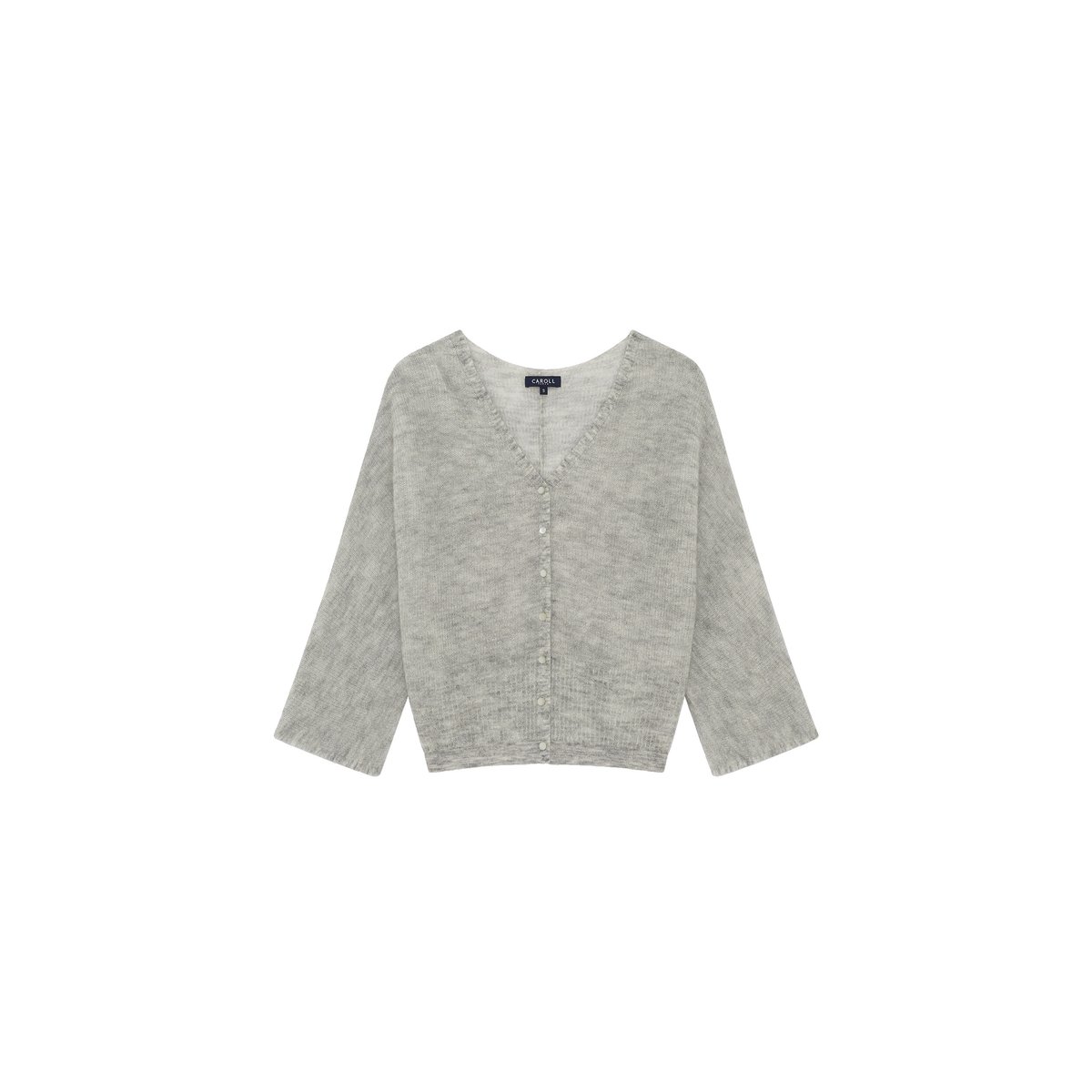 Pull large col v MPEARL gris, CAROLL