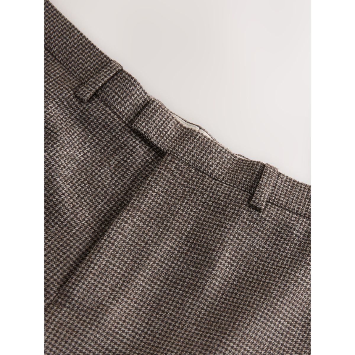 Pantalon de costume pied-de-poule en laine marron, NEXT