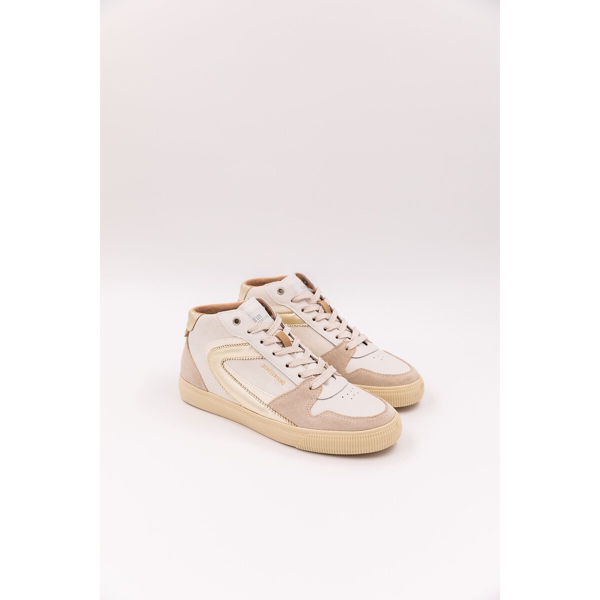 Jade High Top Trainers in Leather beige, ZERO 105