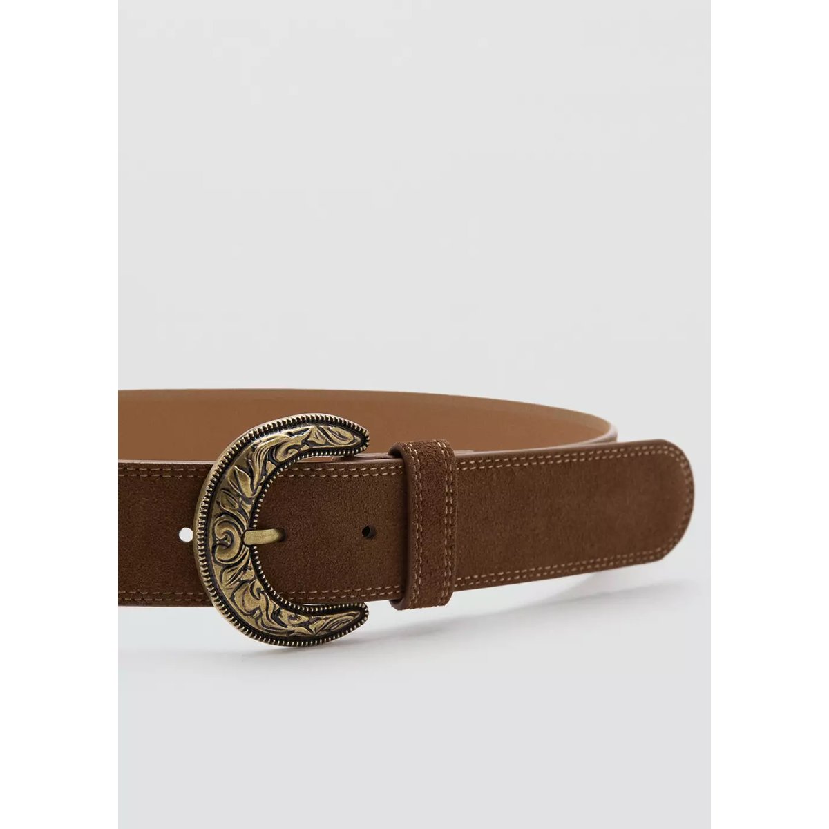 Ceinture imitation daim marron, MANGO