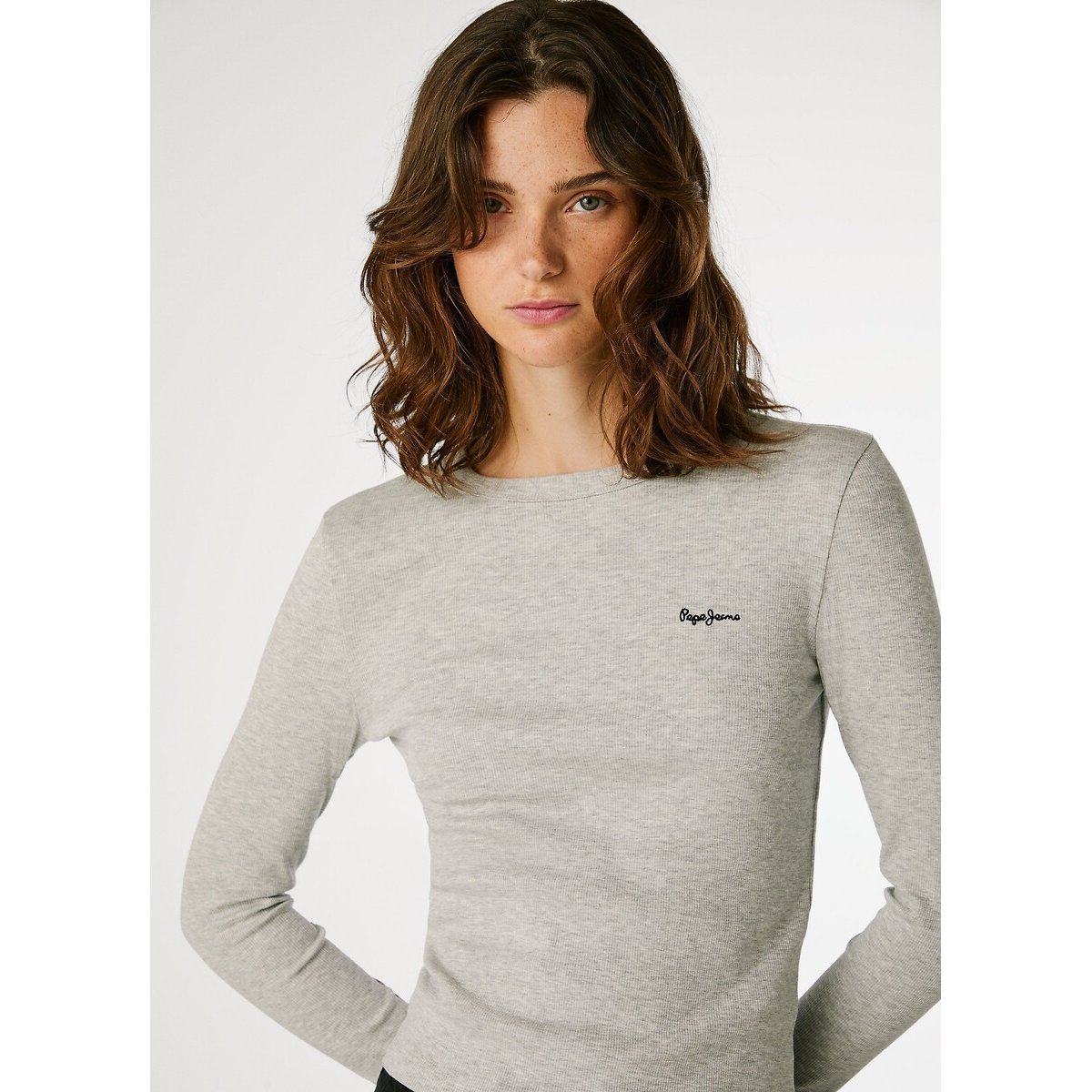 T-shirt manches longues, petit logo gris, PEPE JEANS