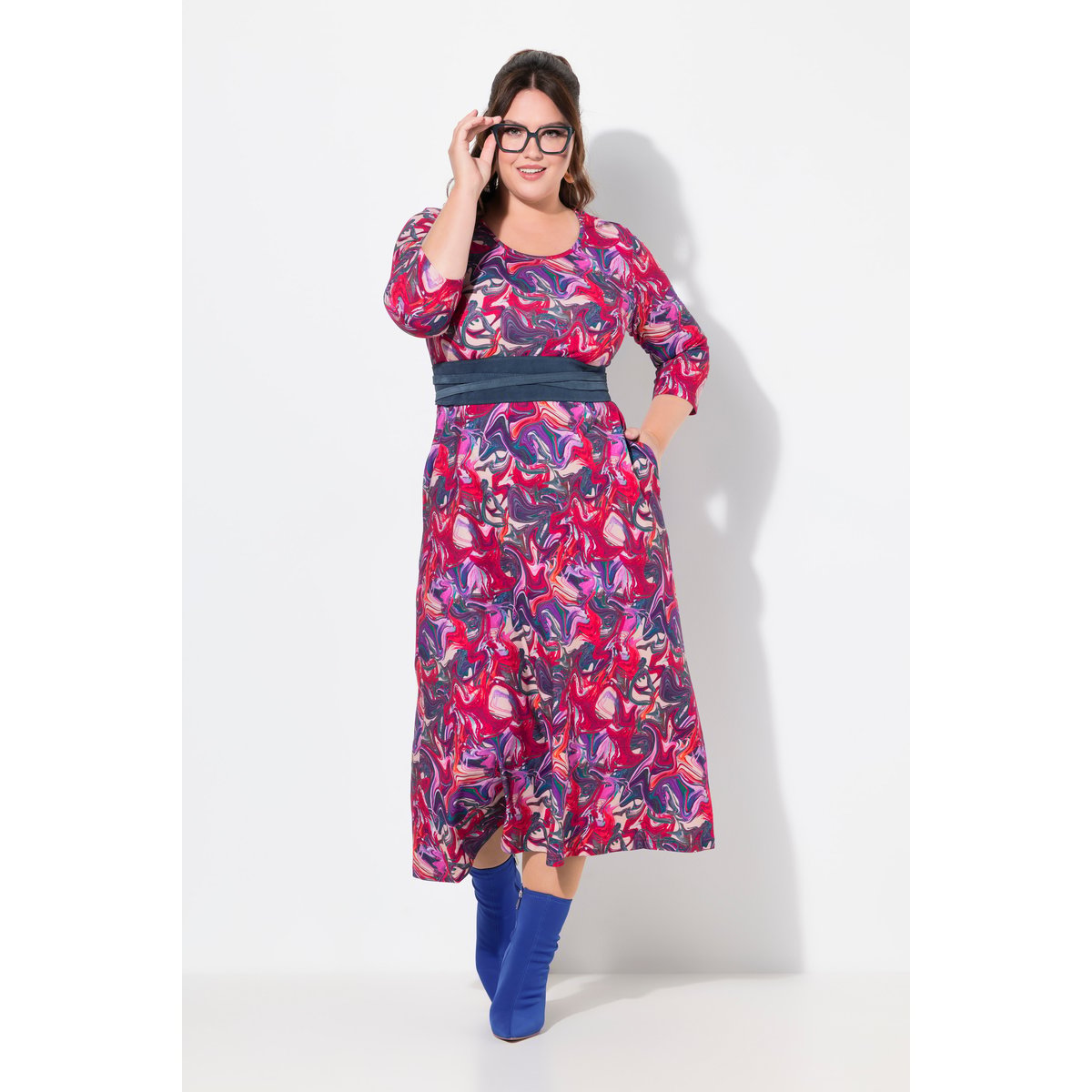 Robe en jersey, poches noir, ULLA POPKEN