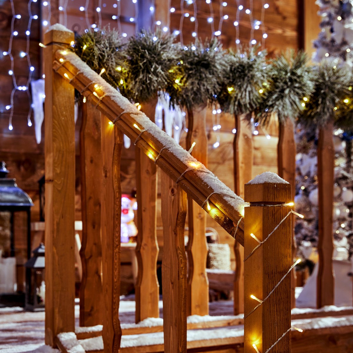 Guirlande lumineuse Technobright 200 LED 8 fonctions 20m avec minuteur ambre fil vert ambre, FEERIC LIGHTS & CHRISTMAS