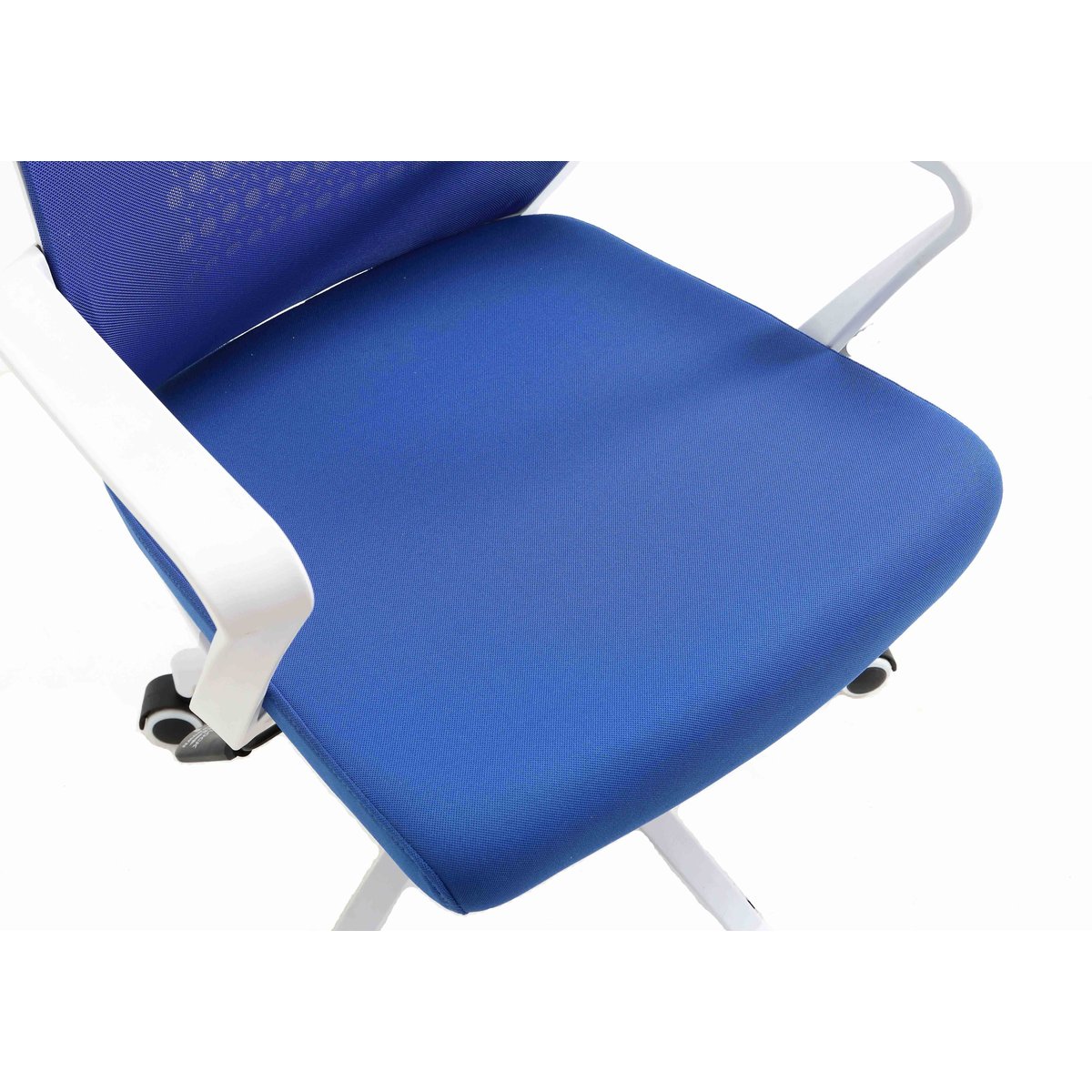 Fauteuil de bureau à roulettes en tissu, LUCA bleu-blanc, HISPANOHOGAR