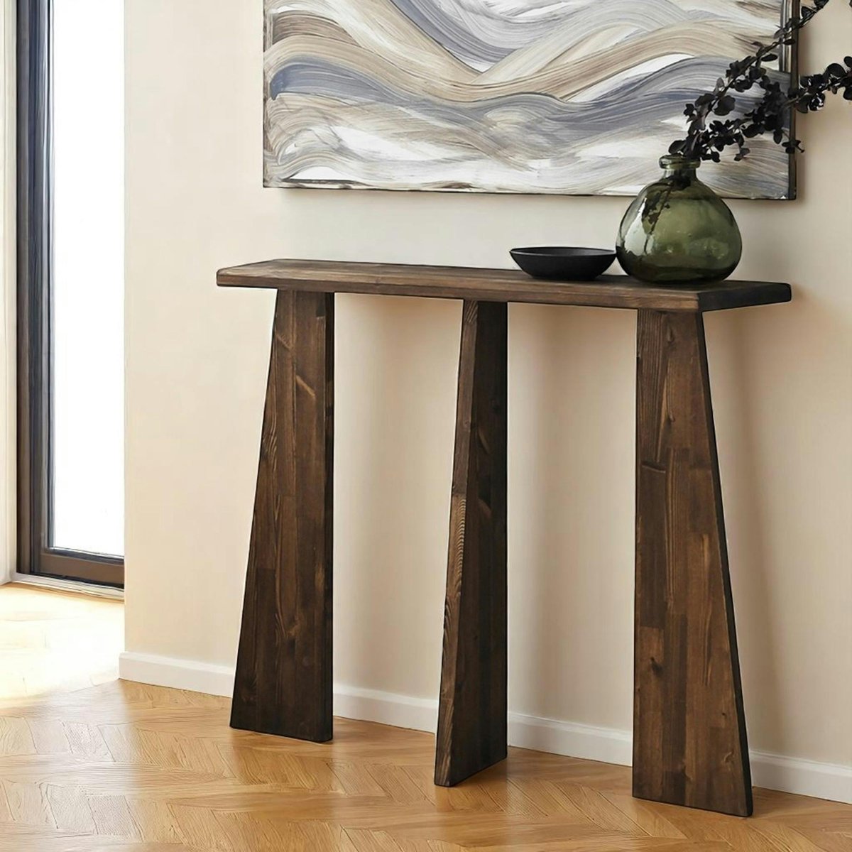 Console d'entrée en bois, 3 pieds SITIA marron, PIER IMPORT
