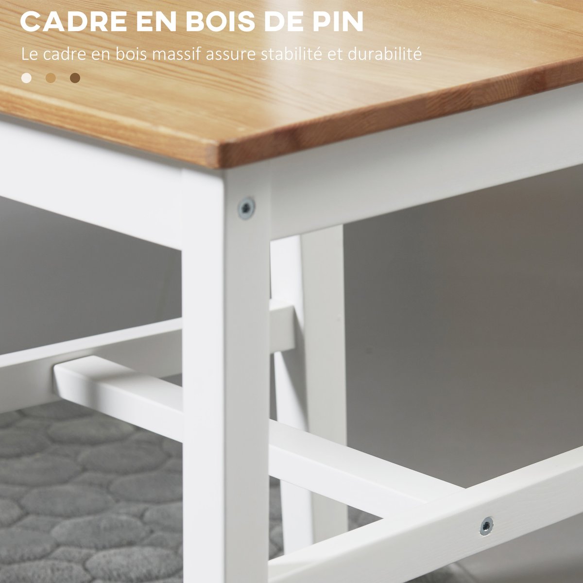 Chaise de salle à manger Bois de pin blanc et chêne, HOMCOM
