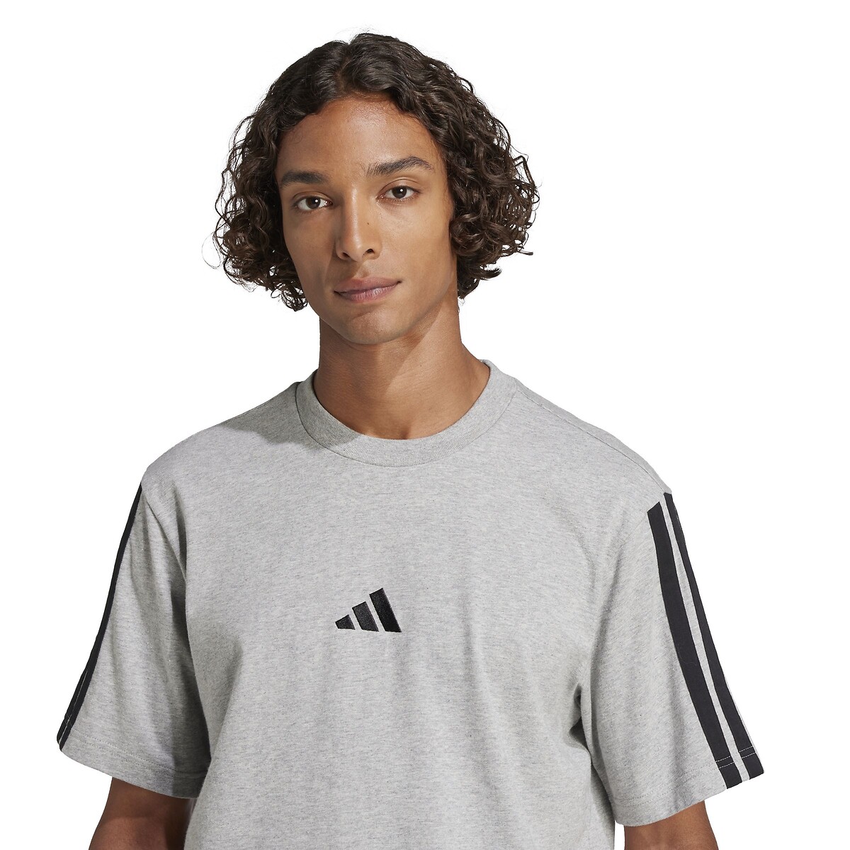 T-shirt manches courtes Essentiel 3 bandes gris chiné, ADIDAS SPORTSWEAR