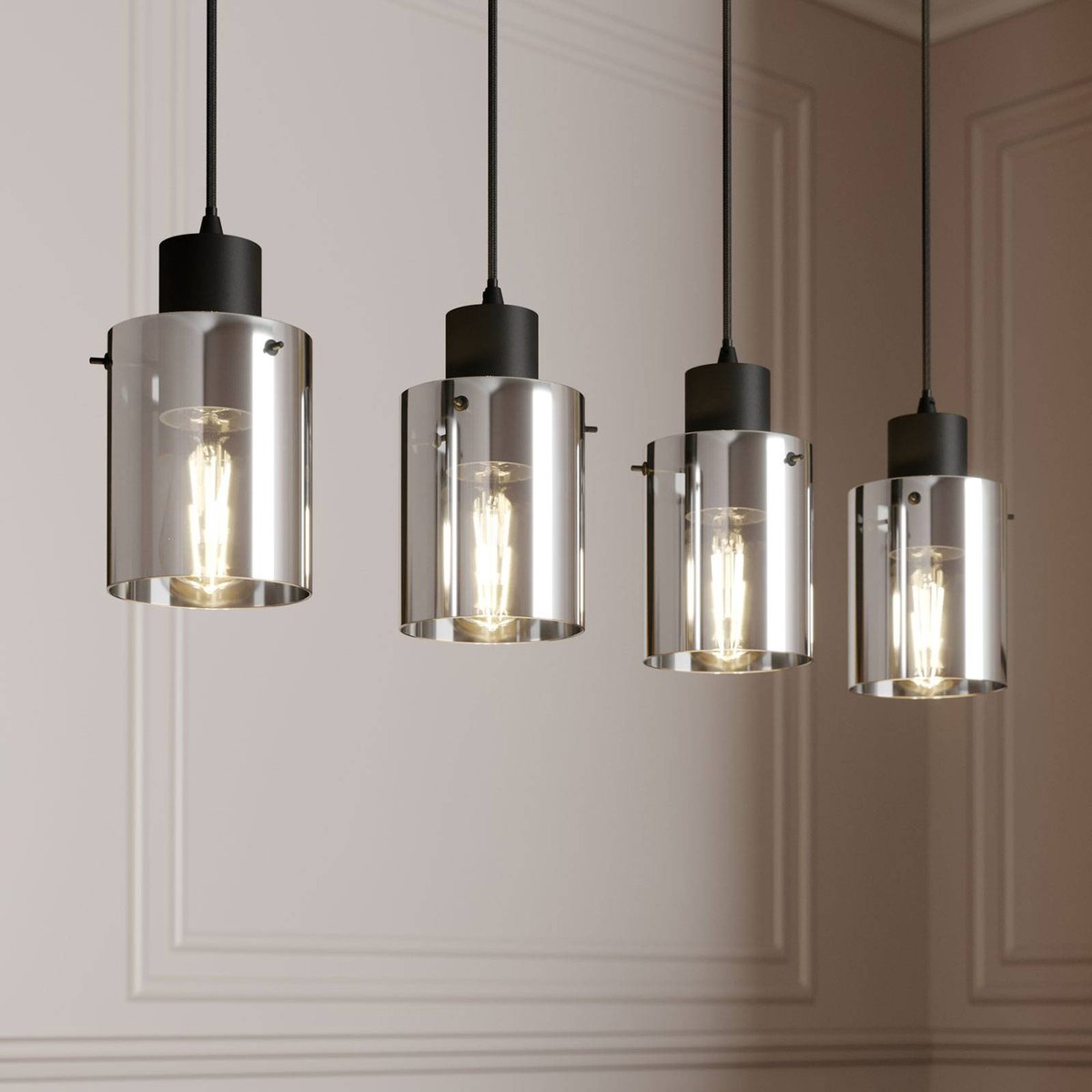 Suspension moderne, Kourtney noir, gris fumée, LINDBY
