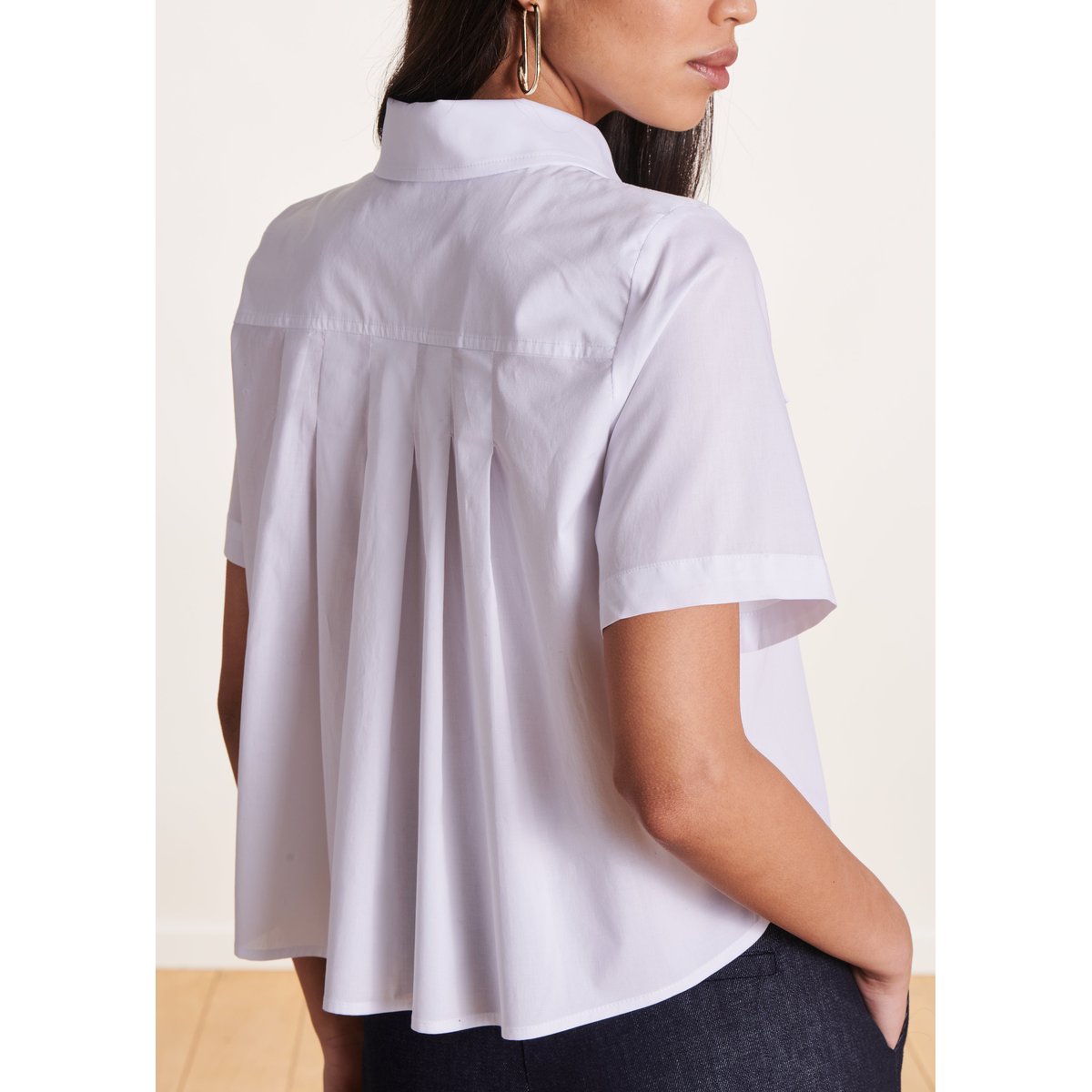 Chemise courte en popeline de coton blanc, LA FEE MARABOUTEE