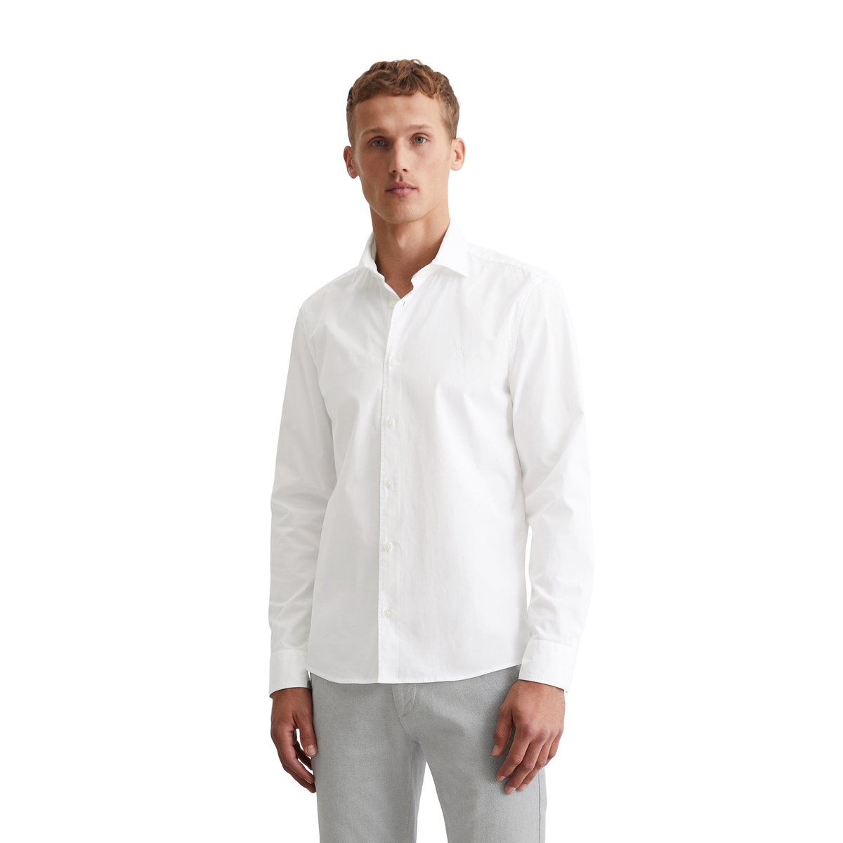 Chemise shaped en popeline stretch blanc, MARC O'POLO