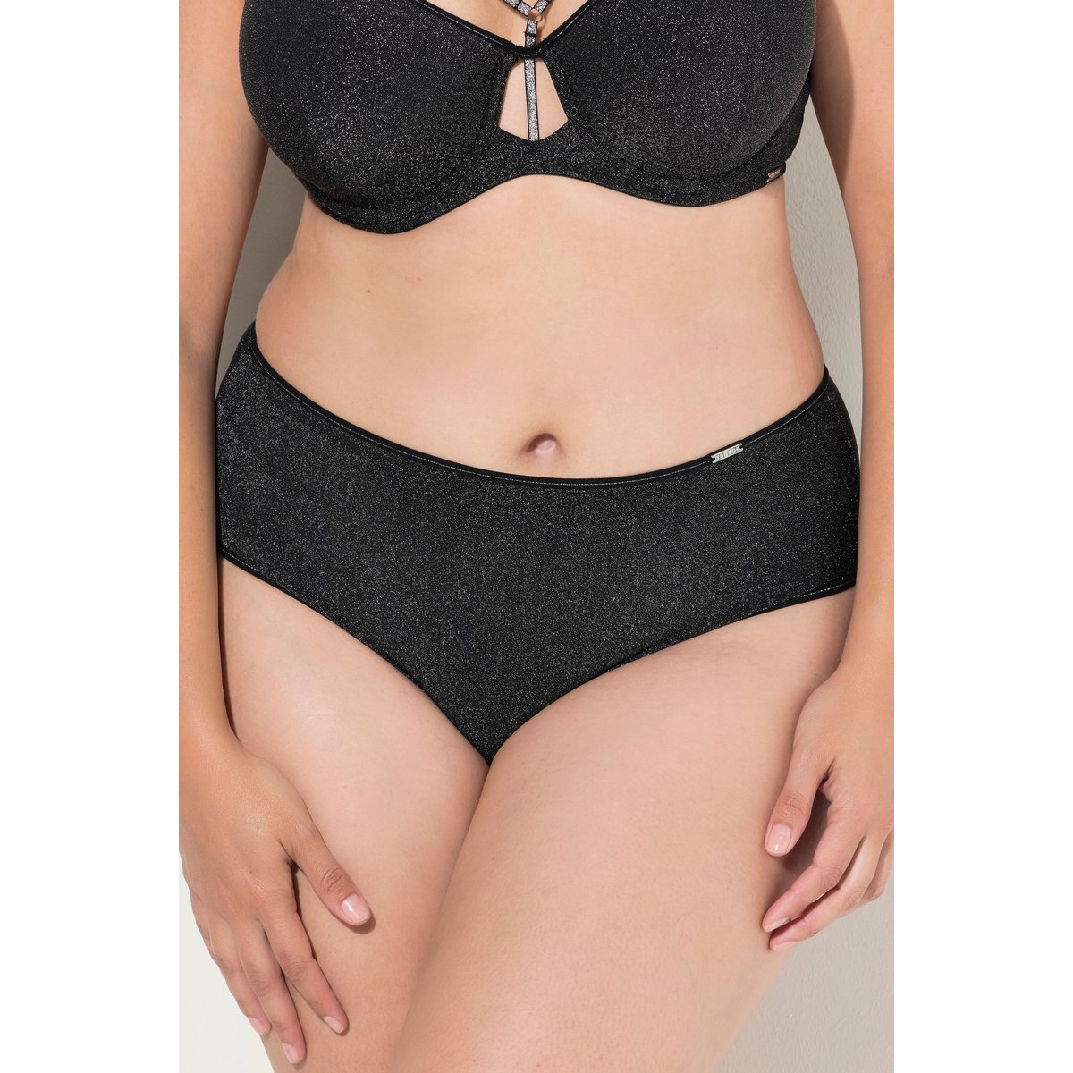 Culotte midi, effet métallique noir, ULLA POPKEN
