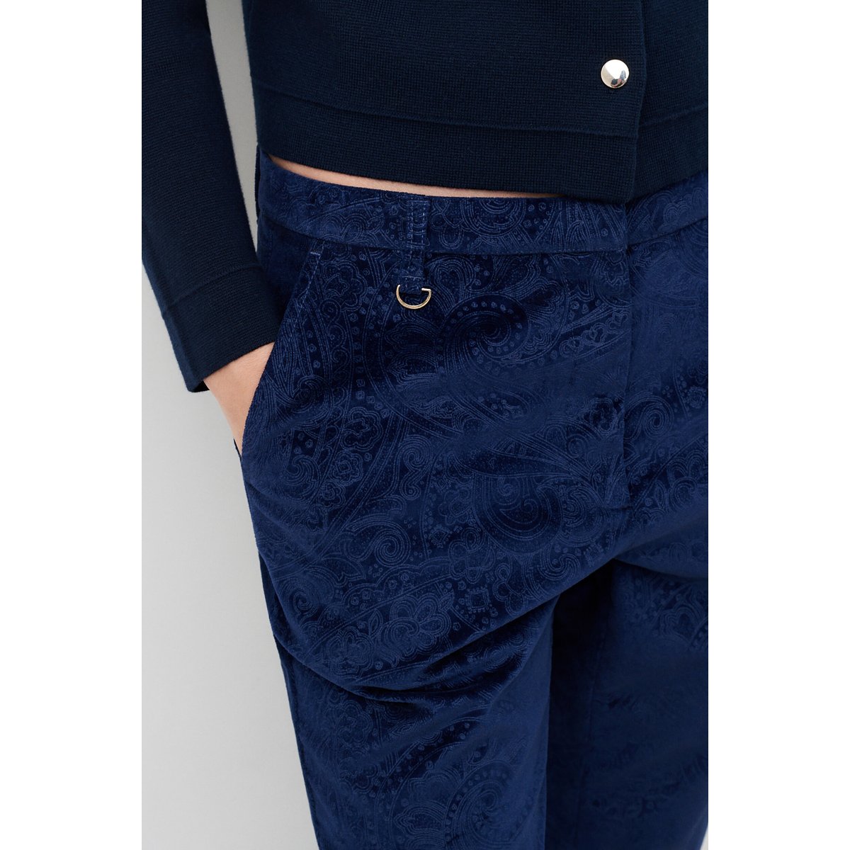 Pantalon large effet velours PCONNOR bleu marine, CAROLL