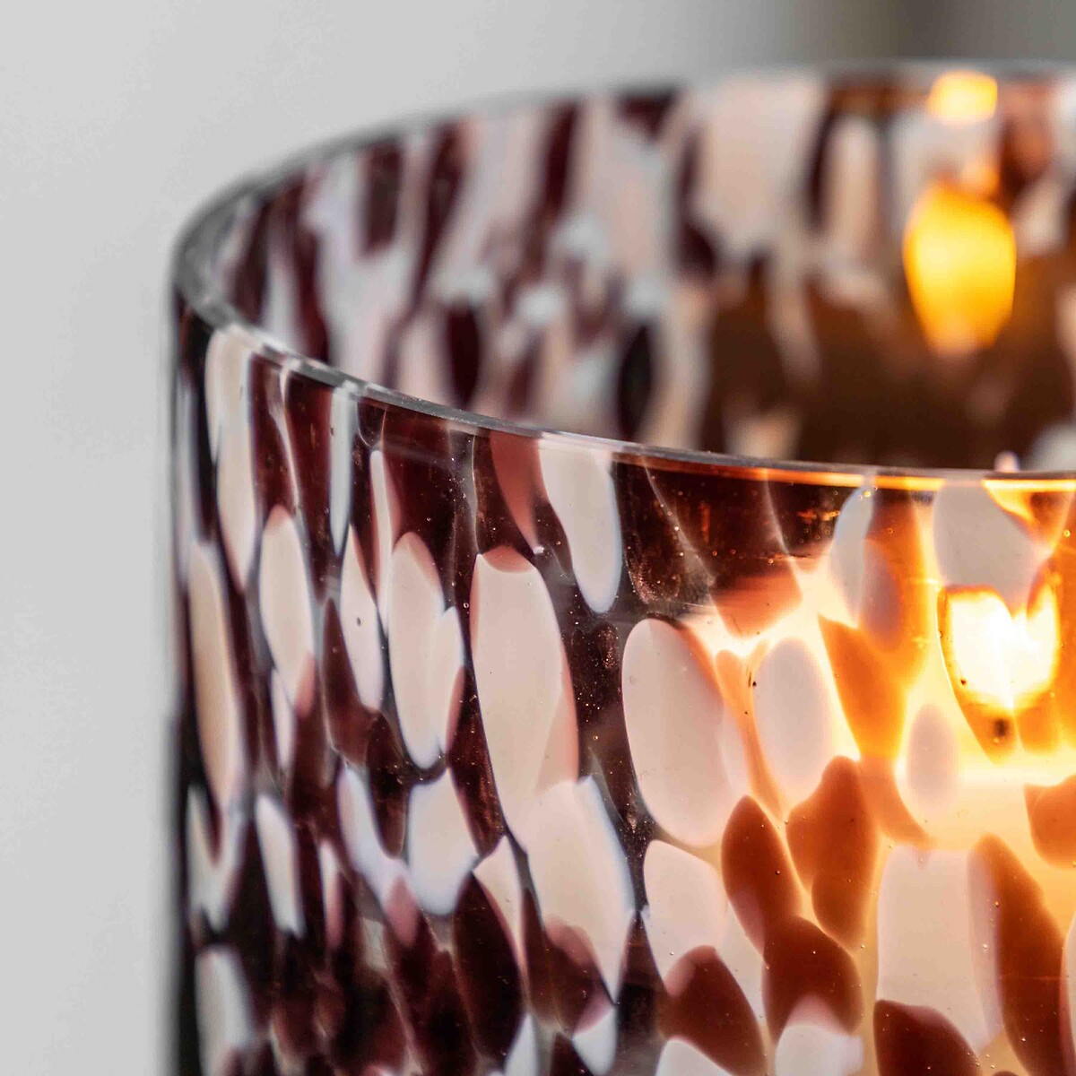 Confetti Glass Hurricane Candle Holder walnut, ÉDITÉ