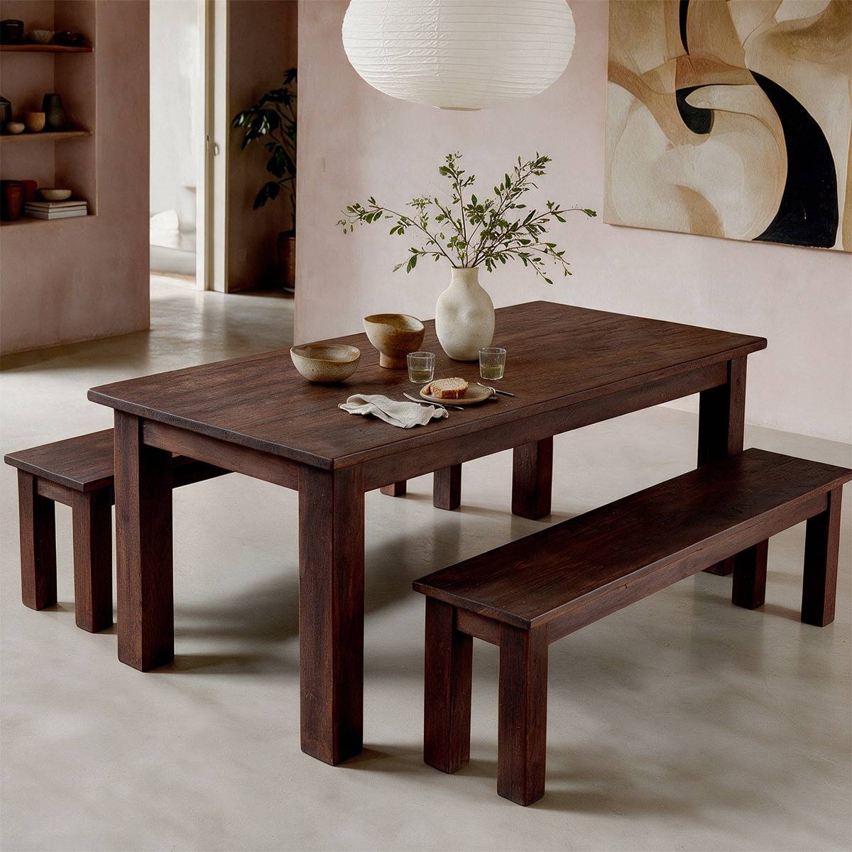 Table à manger en bois recyclé INDRA bois foncé, MADE IN MEUBLES