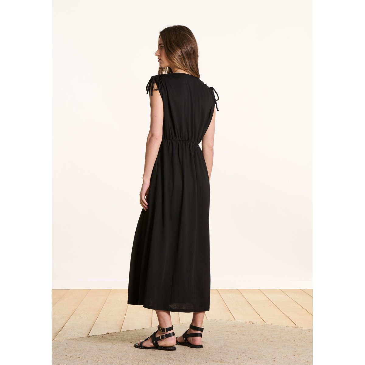 Robe longue en lyocell noir, LA FEE MARABOUTEE