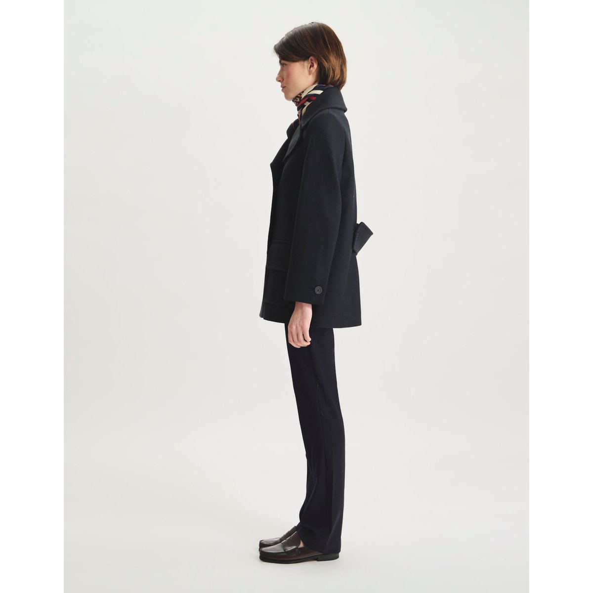 Caban S?�raphine lainage bleu fonc?� ?� chevrons bleu marine, INES DE LA FRESSANGE PARIS