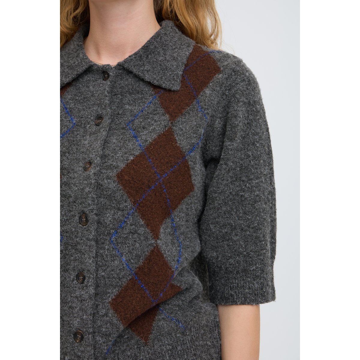Á manches courtes gris dark grey mel. argyle, B.YOUNG