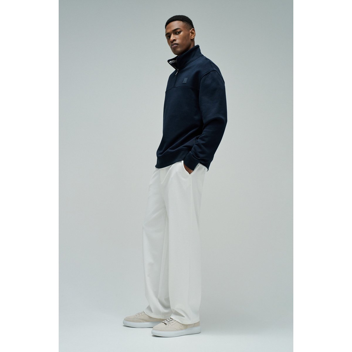 SWEATSHIRT AVEC MI-FERMETURE bleu foncé, SALSA JEANS