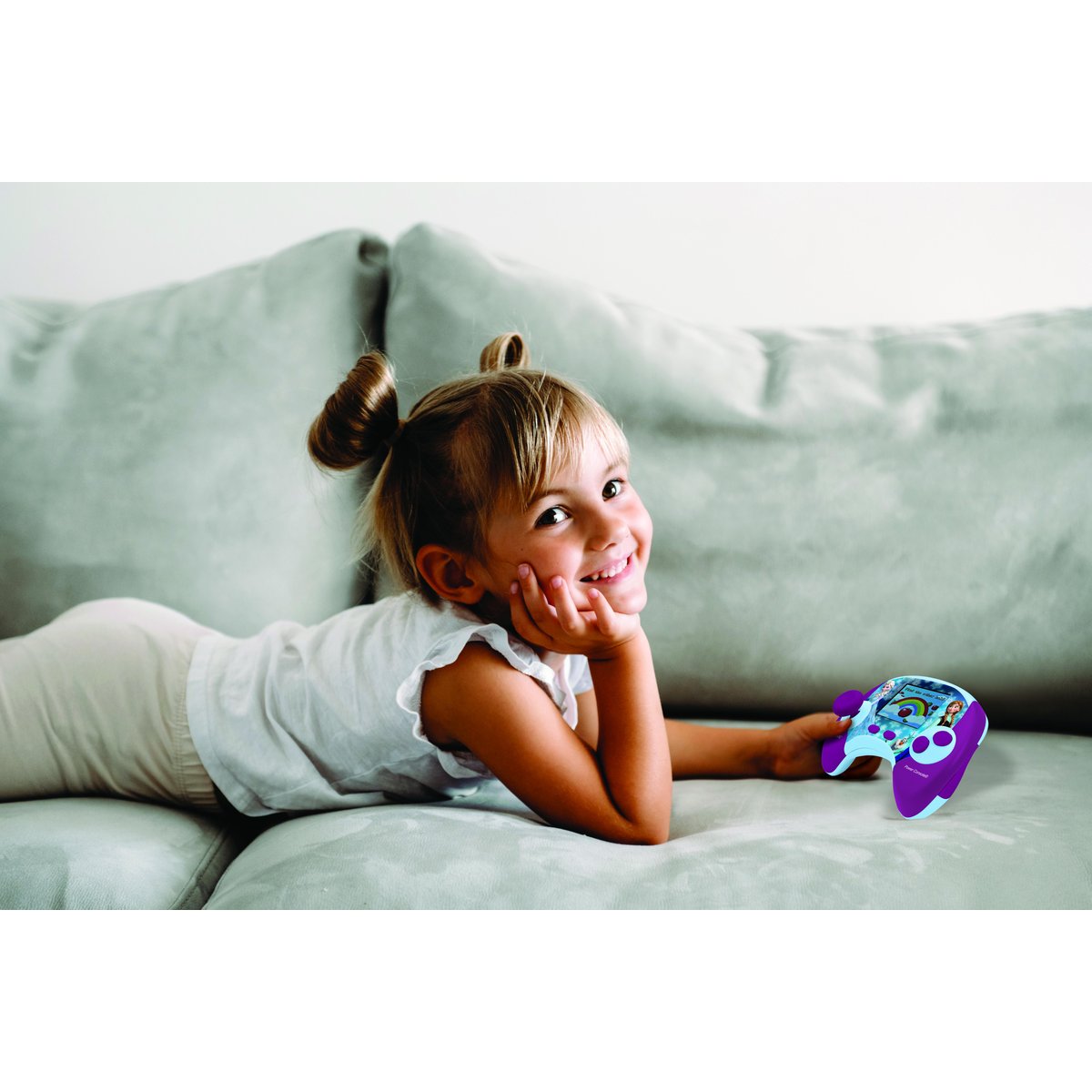 Power Console® La Reine des Neiges console de jeux éducative français-anglais violet, LEXIBOOK