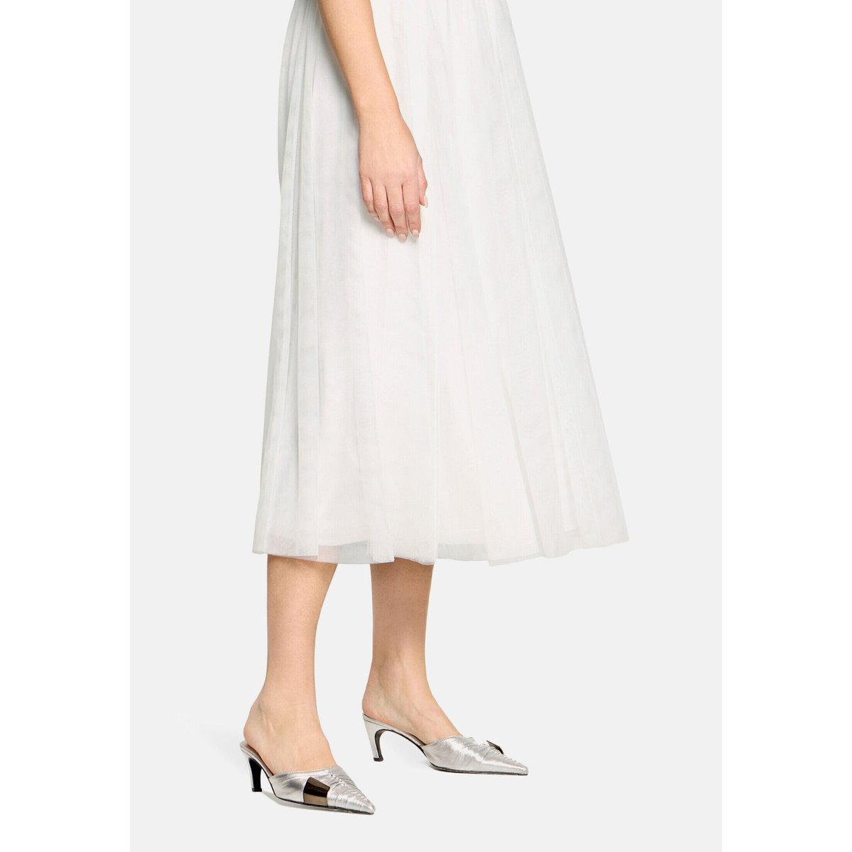 Jupe en tulle au look superposé blanc, VERA MONT