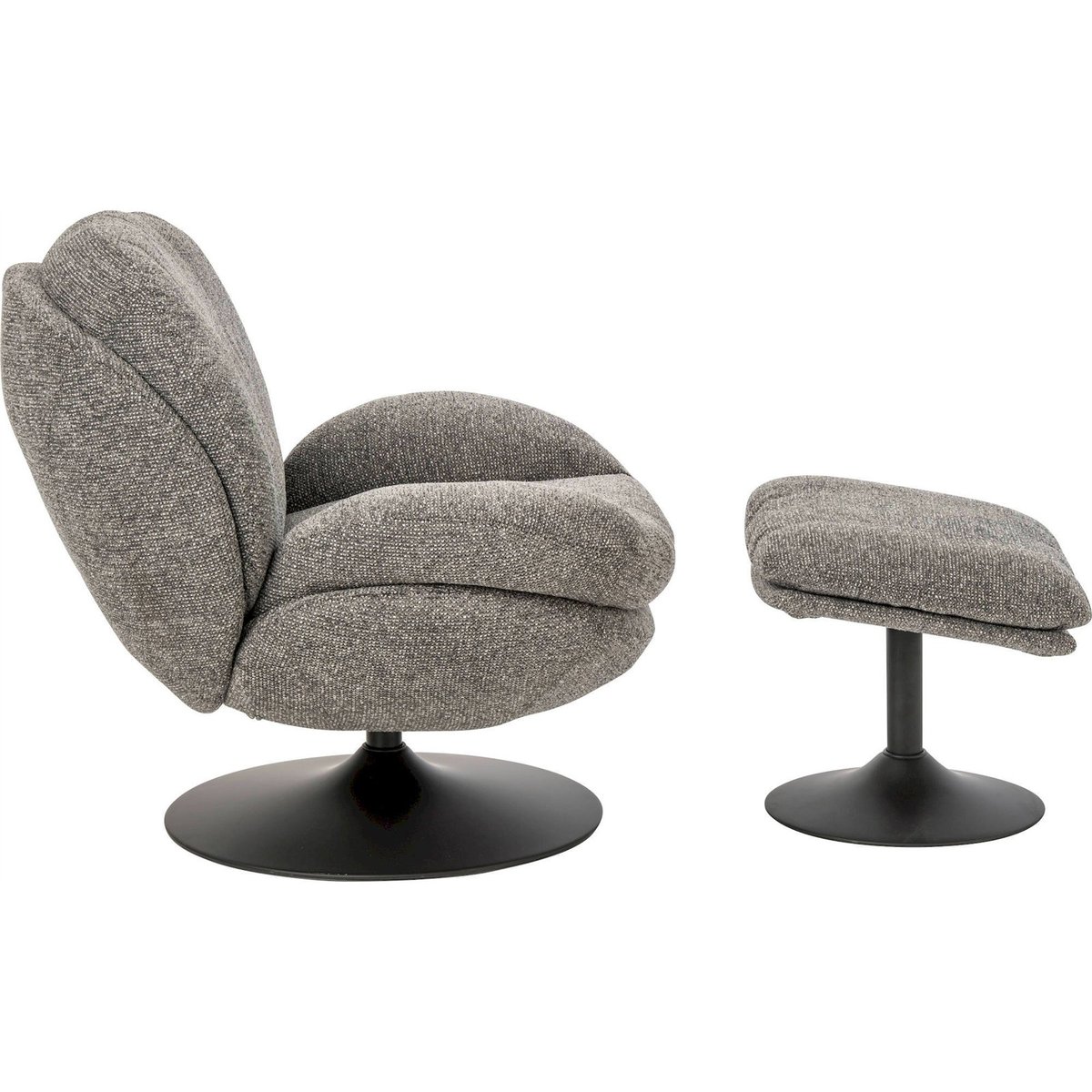Chaise longue et repose-pied en métal gris foncé, RECOLLECTION