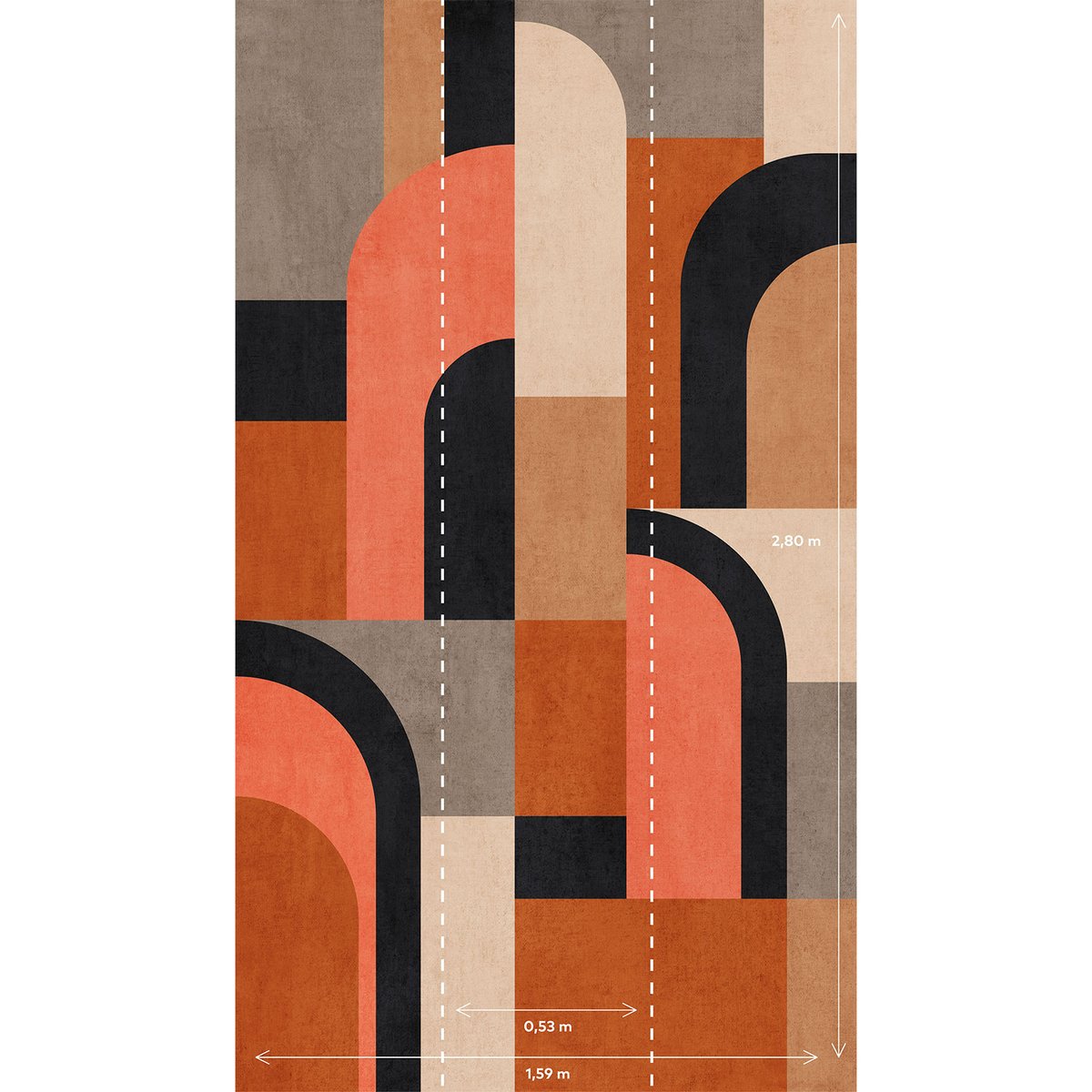 Papier peint graphique block color orange, HEXOA