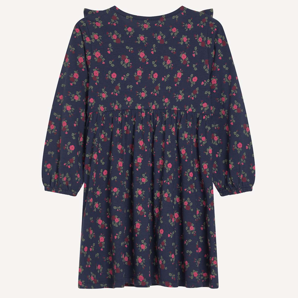 Robe à manches longues, imprimé floral, en jersey bleu marine, LA REDOUTE COLLECTIONS