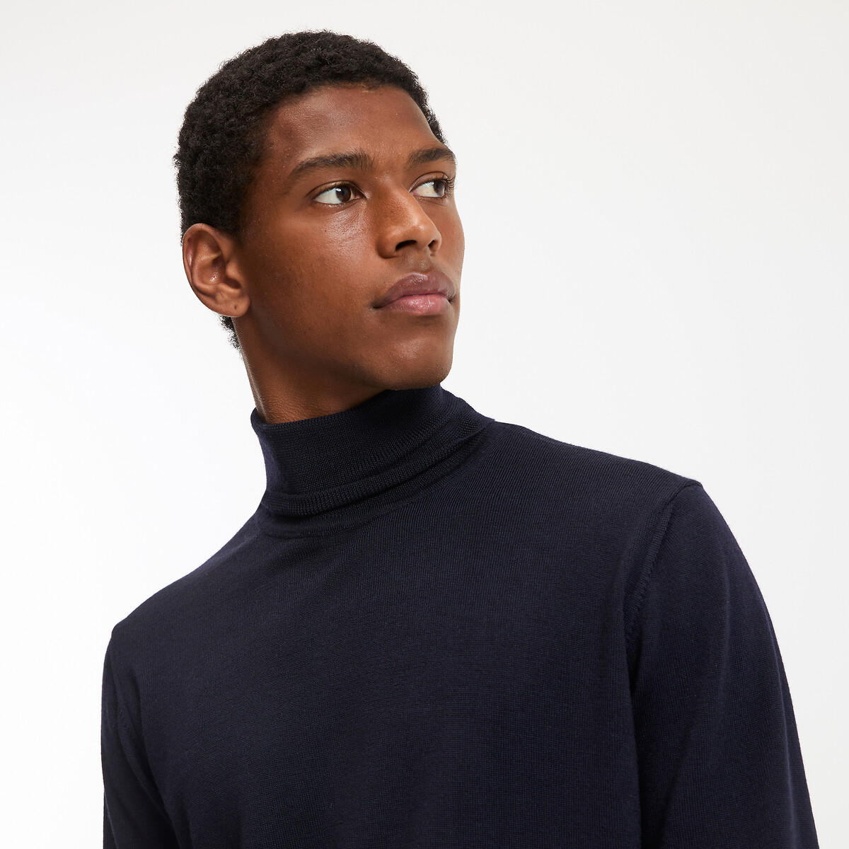 Pull col roulé mérinos bleu marine, LA REDOUTE COLLECTIONS
