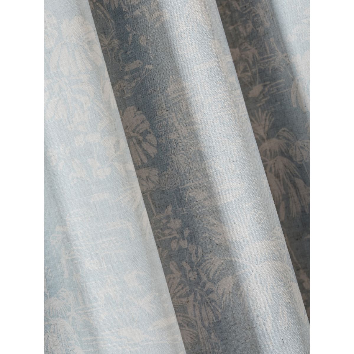Rideaux doublés aspect lin à œillets et toile bleu, NEXT