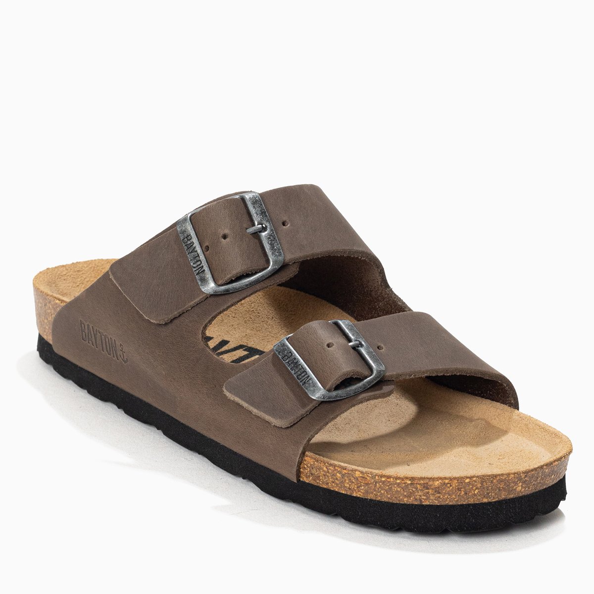 Sandales en cuir ATLAS gris foncé, BAYTON