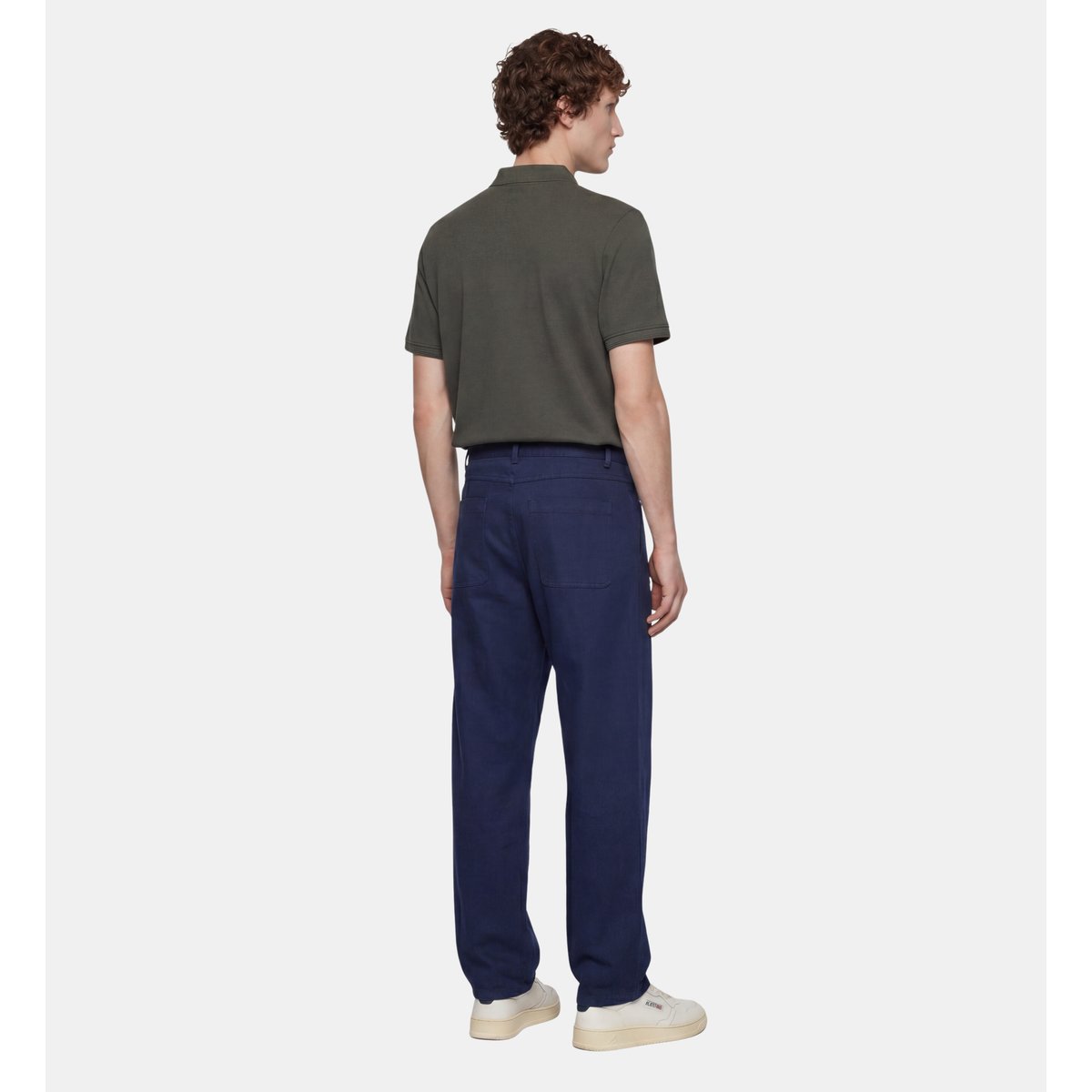 Pantalon rinpant droit en coton bleu gris, GALERIES LAFAYETTE