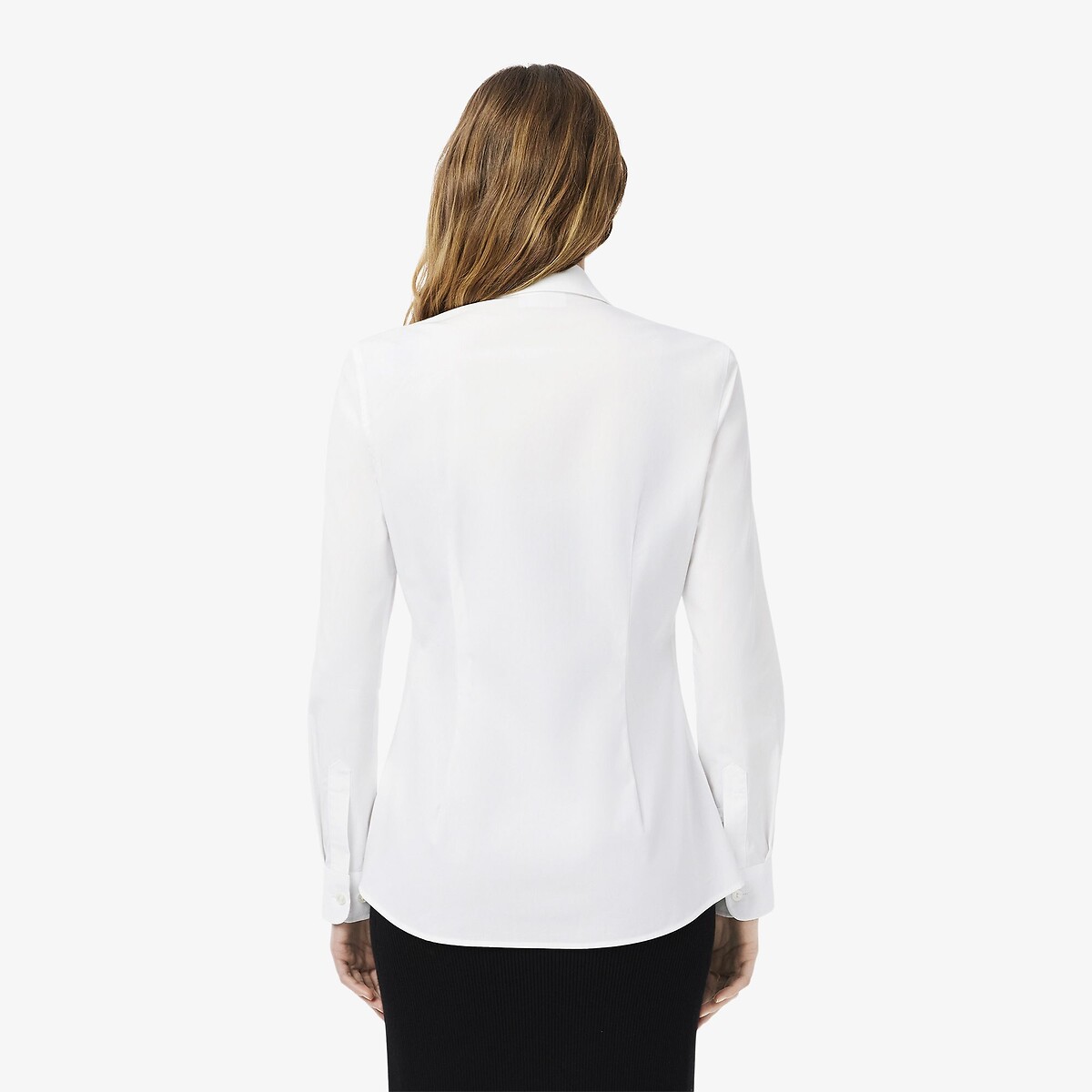 Slim hemd in popeline wit, LACOSTE