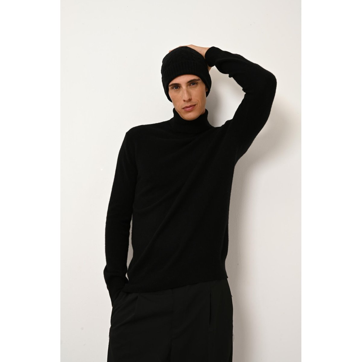 Pull Col Roulé Noir Connor noir, JUST CASHMERE