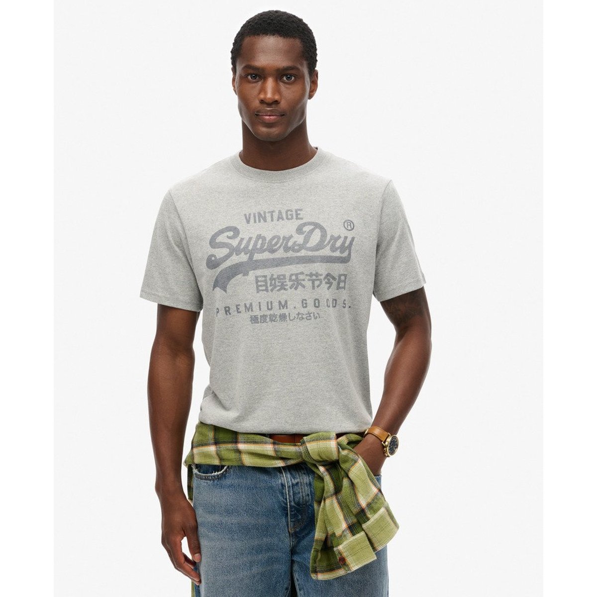 T-shirt Classic Heritage gris cendré chiné, SUPERDRY