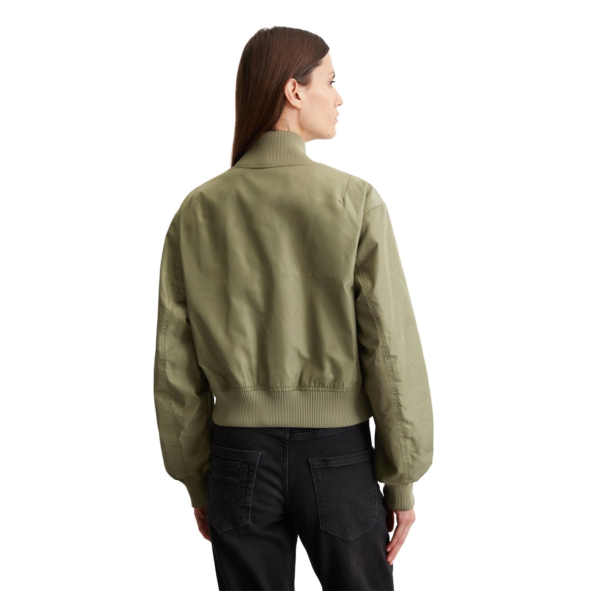 Blouson style pilote regular en sergé de polyester recyclé vert foncé, MARC O'POLO