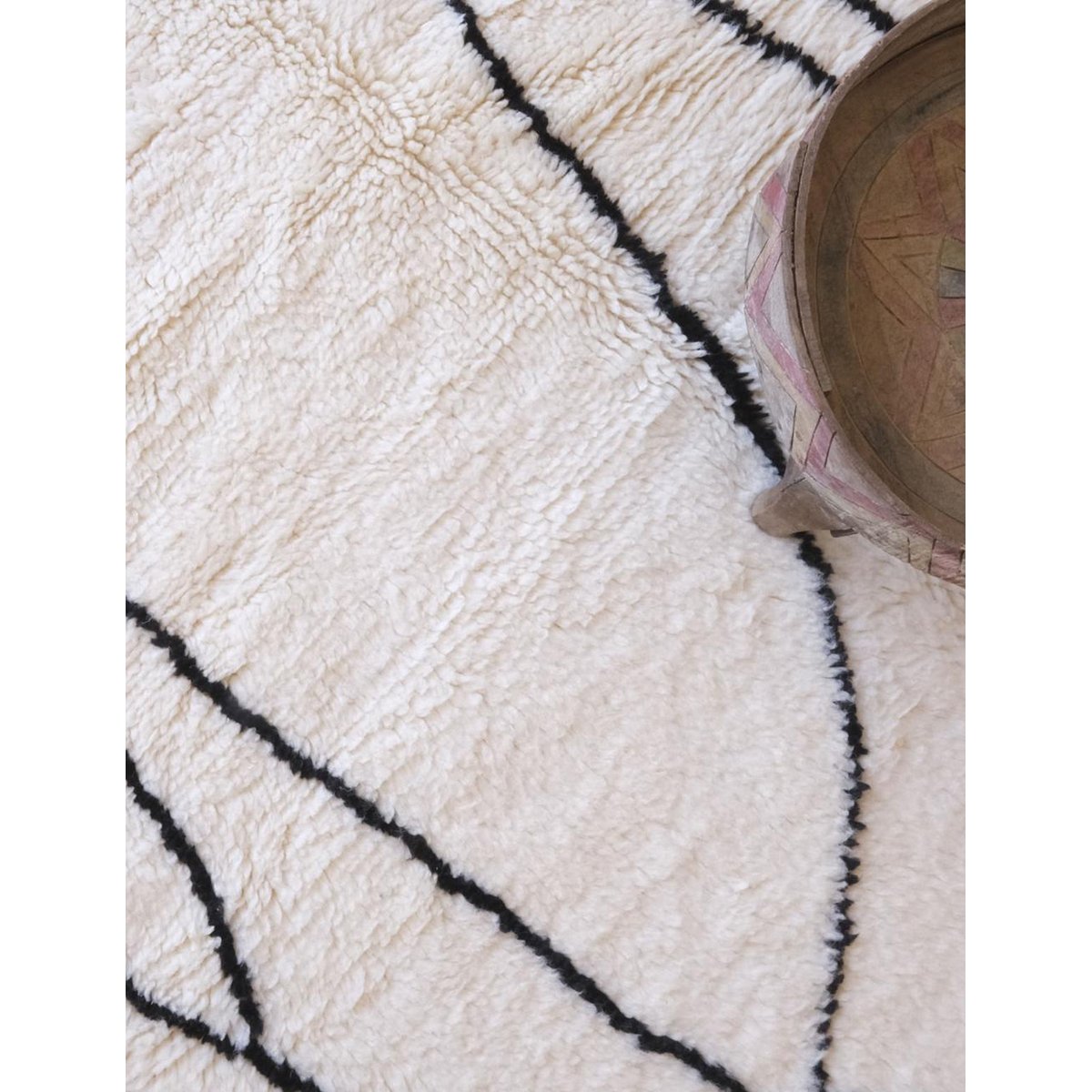 Tapis berbère élégant au style nord-africain en laine 165 x 265 cm blanc pur, AFK LIVING
