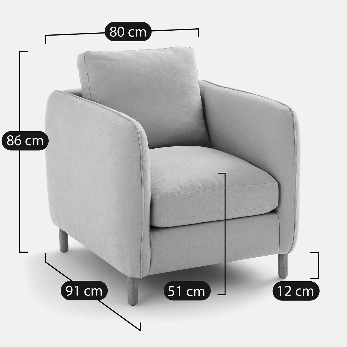 Fauteuil katoen/linnen, Loméo mosterdgeel, LA REDOUTE INTERIEURS