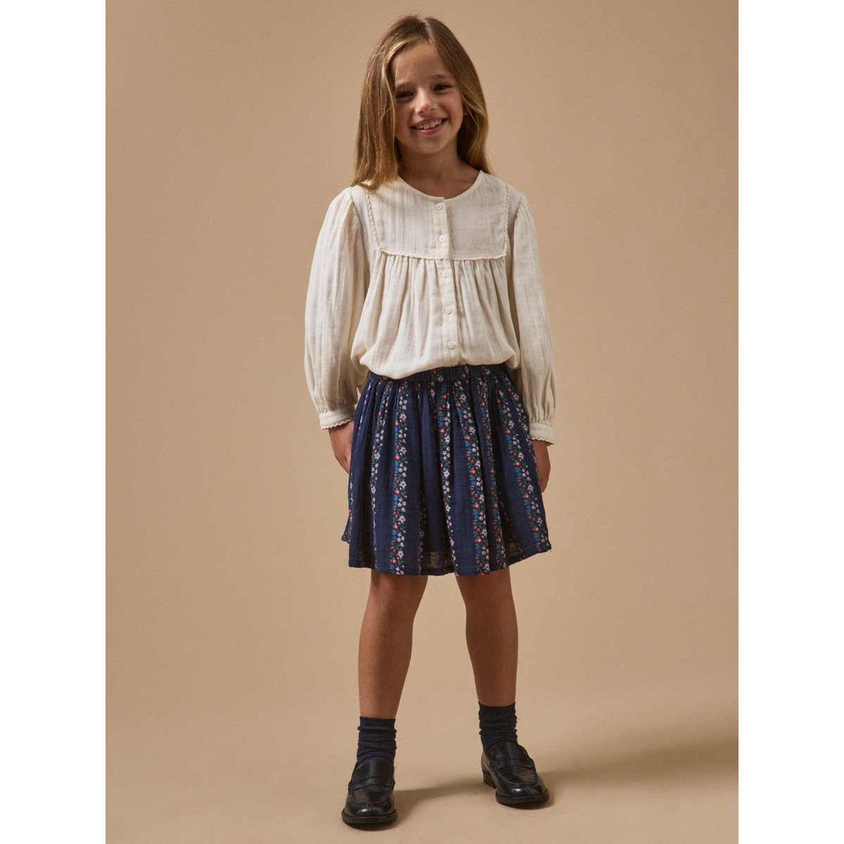 Jupe gaze de coton imprimé romy, CYRILLUS