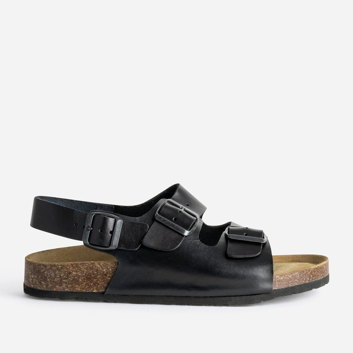Sandale Plate en cuir NOE noir, ERAM
