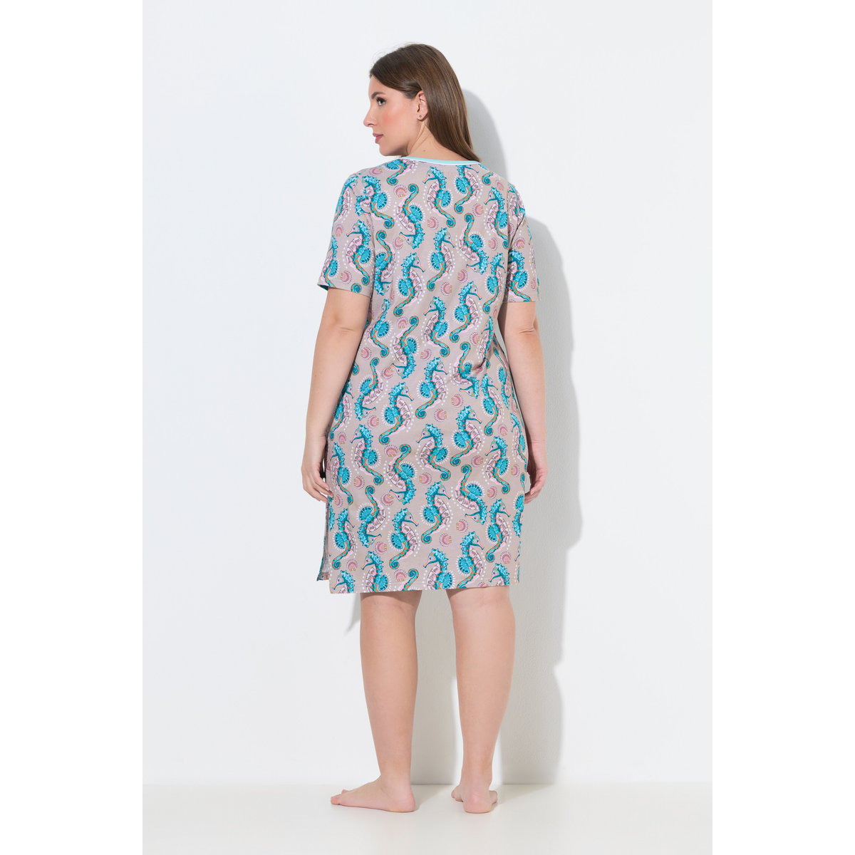 Lot de 2 chemises de nuit, motif hippocampes bleu caraïbes, ULLA POPKEN