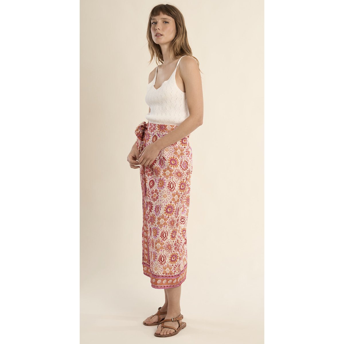 Jupe portefeuille imprimée imprimé multicolore, MOLLY BRACKEN