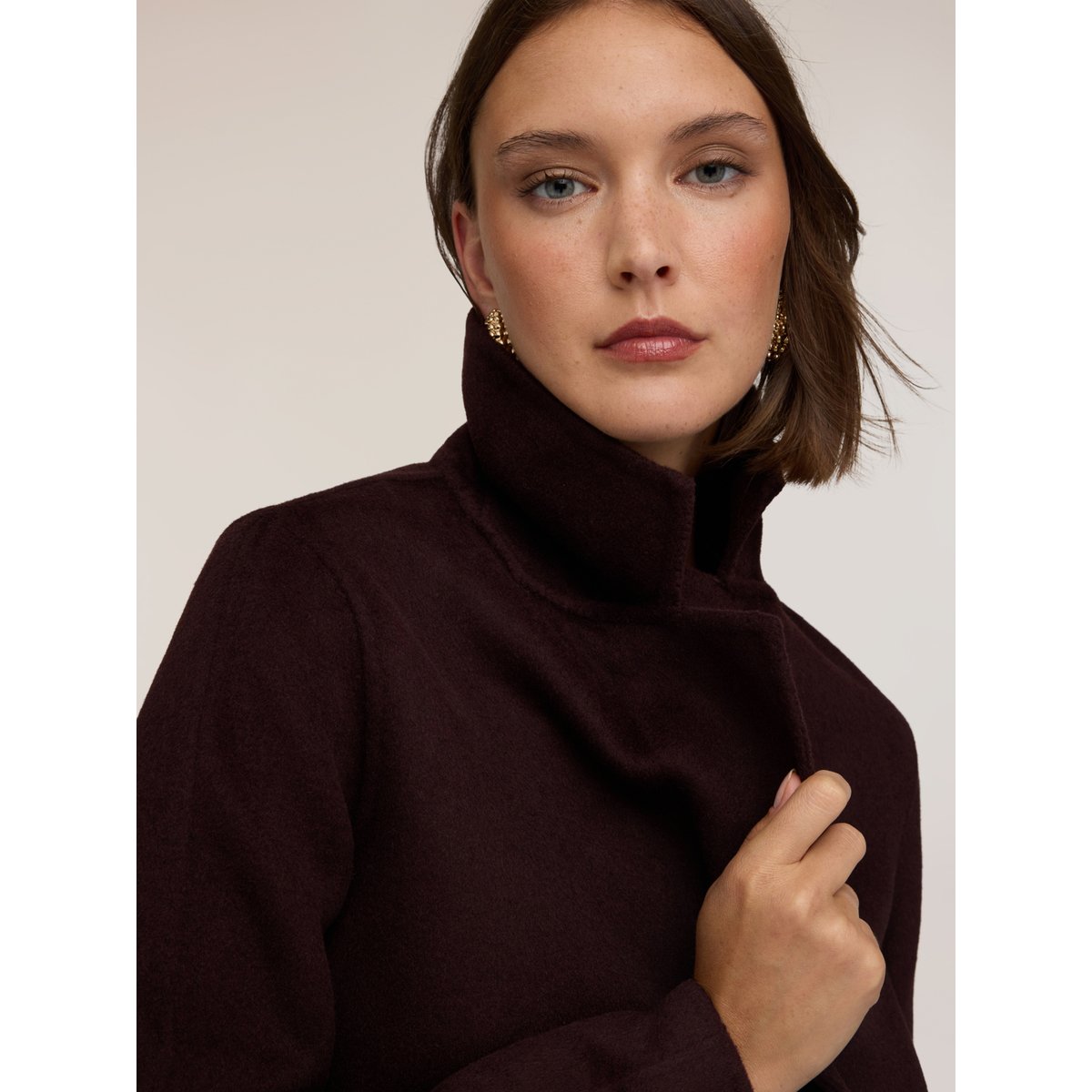 Manteau court croisé marron, MOTIVI