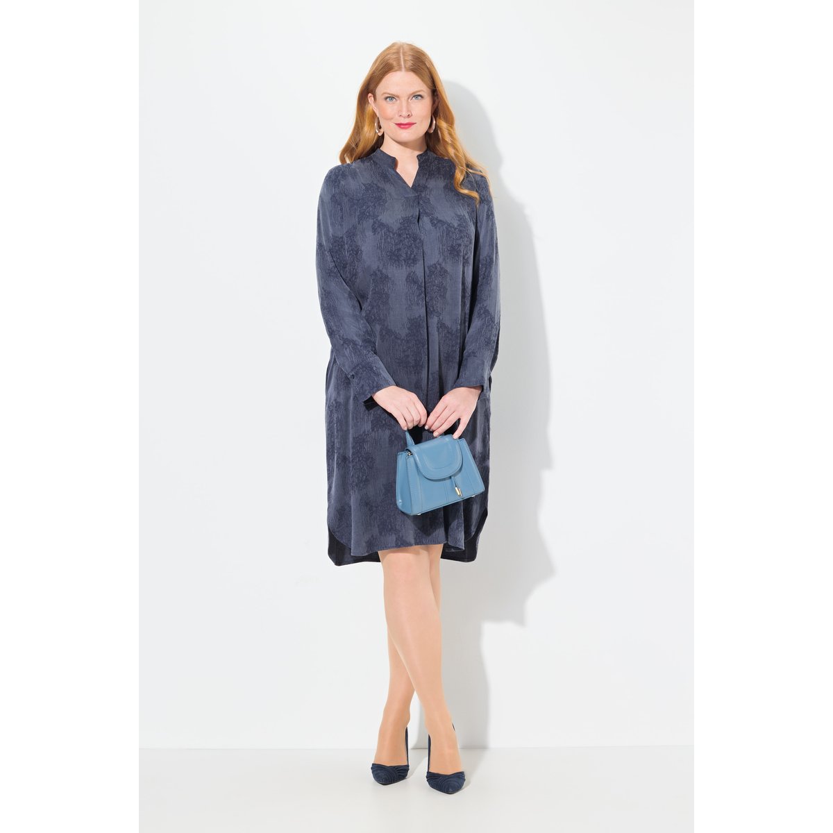 Robe en Lyocell, col montant marine, ULLA POPKEN