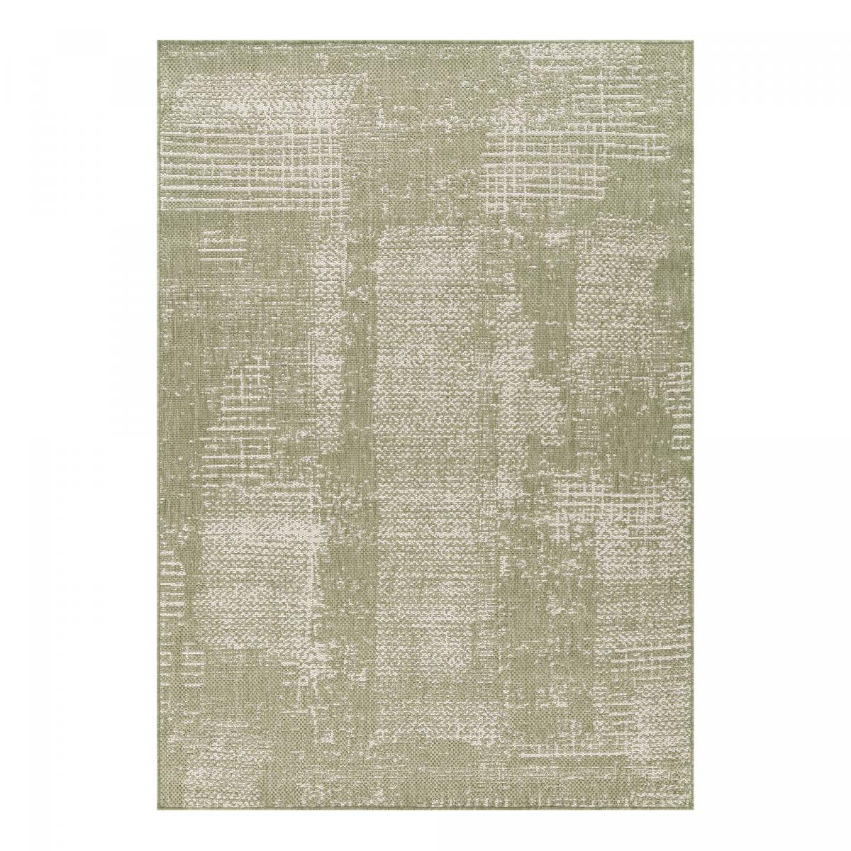 Tapis kilim, motif géométrique, tissé à plat, style ethnique vert, beige, UN AMOUR DE TAPIS