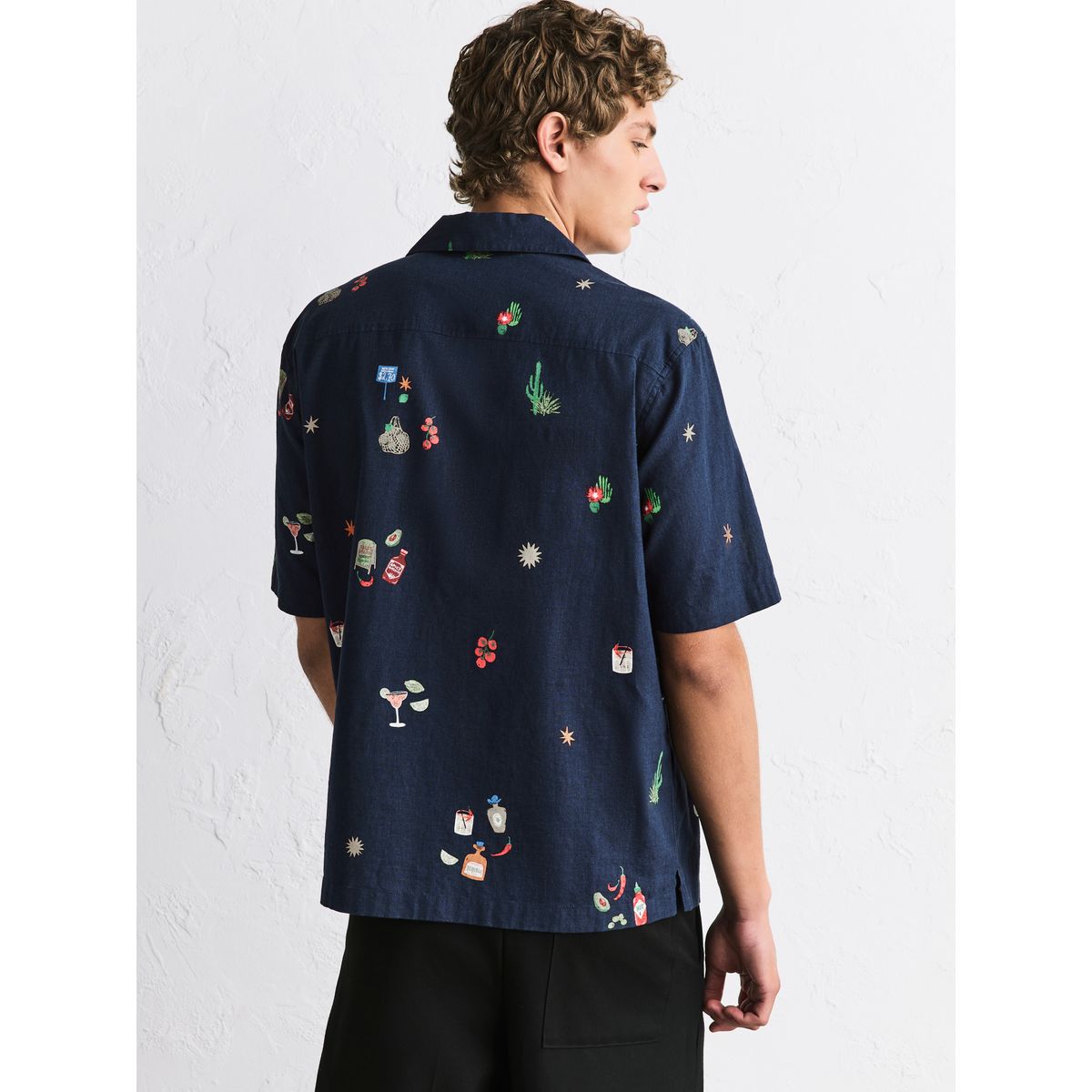 Chemise manches courtes à imprimé bleu marine, NEXT