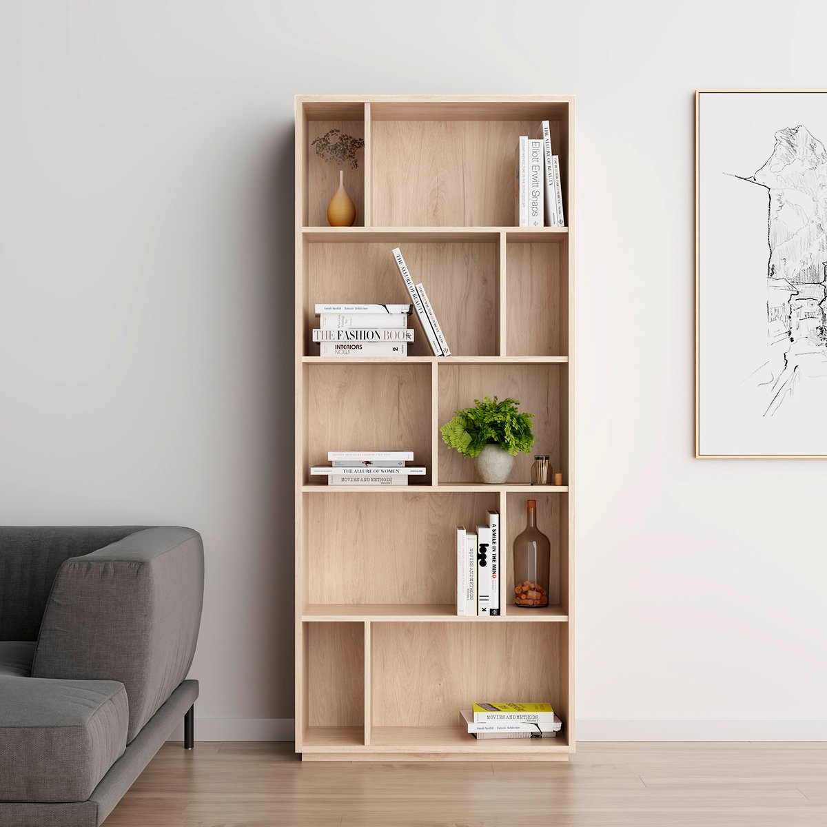 Bibliothèque en placard, NACK chêne clair, HERDASA