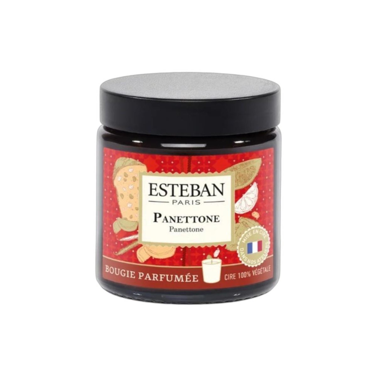 Bougie pommadier Panettone 90g rouge, ESTEBAN