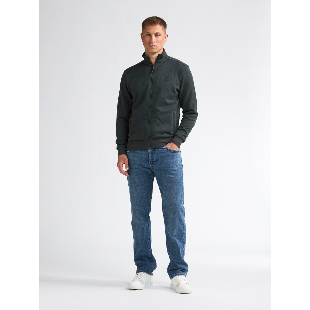 Sweat zippé en molleton forgeline vert deep green, PETROL INDUSTRIES