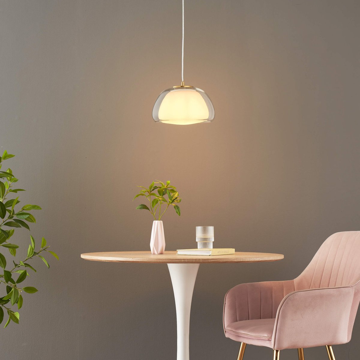 Suspension contemporaine en verre - LOMELIA transparent et blanc, KOSILUM