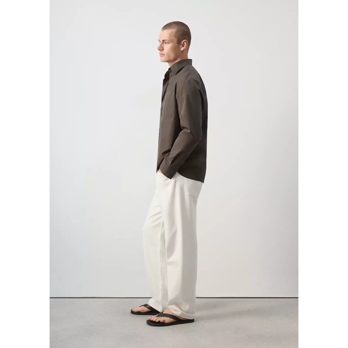 Chemise relaxed fit 100 % coton chocolat, MANGO MAN